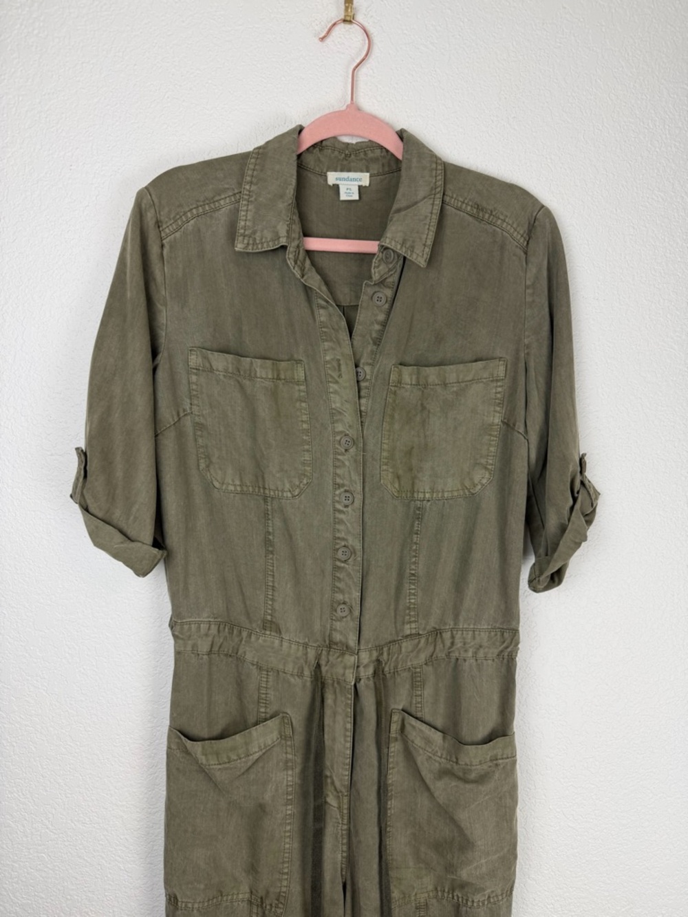 Sundance Wayside Tencel Utility Jumpsuit Green Small - Picture 5 of 14